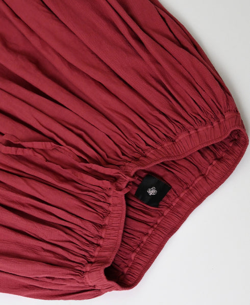 NMDS26605D ORGANIC MICRO CHK&VOILE PLAIN PATCHWORK OVERDYE RAJASTHAN GATHERED SKIRT