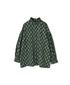 NMDS26611 ORGANIC SMALL CHECK MEDIUM FLOWER BL PRINT FRILL COLLAR SHIRT WITH MINI PINTUCK