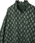NMDS26611 ORGANIC SMALL CHECK MEDIUM FLOWER BL PRINT FRILL COLLAR SHIRT WITH MINI PINTUCK