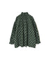 NMDS26611 ORGANIC SMALL CHECK MEDIUM FLOWER BL PRINT FRILL COLLAR SHIRT WITH MINI PINTUCK