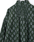 NMDS26611 ORGANIC SMALL CHECK MEDIUM FLOWER BL PRINT FRILL COLLAR SHIRT WITH MINI PINTUCK
