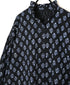 NMDS26611 ORGANIC SMALL CHECK MEDIUM FLOWER BL PRINT FRILL COLLAR SHIRT WITH MINI PINTUCK