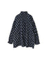 NMDS26611 ORGANIC SMALL CHECK MEDIUM FLOWER BL PRINT FRILL COLLAR SHIRT WITH MINI PINTUCK