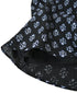 NMDS26615 80s ORGANIC SMALL CHECK MEDIUM FLOWER BLOCK PRINT GATHERED SKIRT WITH LINING