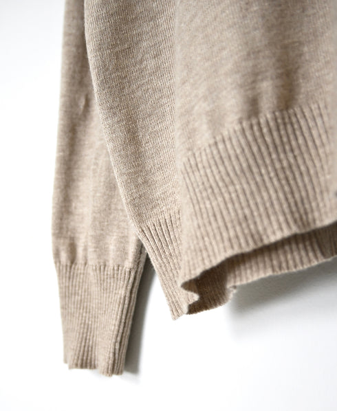 NNSL26503 14GG PLAIN STITCH COTTON/NYLON/SILK V-NECK CARDIGAN