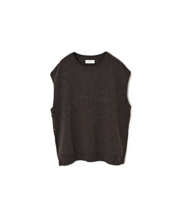 NNSL26512 7GG PLAIN STITCH NYLON/COTTON/WOOL CREW-NECK VEST WITH SIDE BUTTON