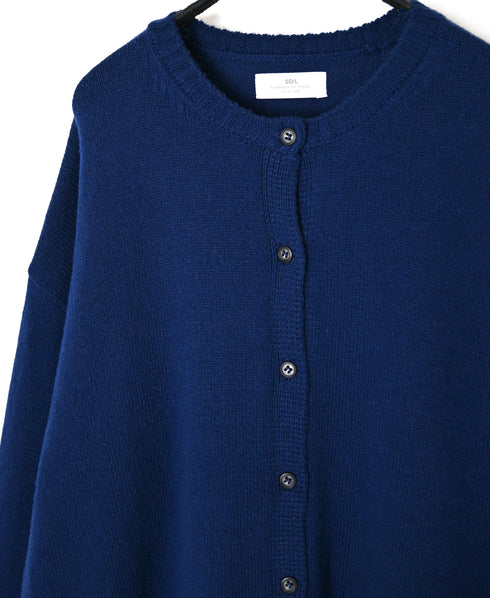 NNSL26513 7GG PLAIN STITCH NYLON/COTTON/WOOL CREW-NECK CARDIGAN