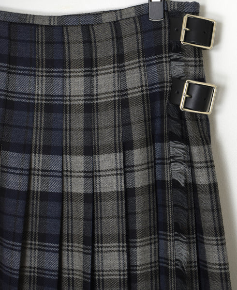NOD0853 WORSTED WOOL LOW WAIST PLEATS WRAP SKIRT LENGTH 80cm