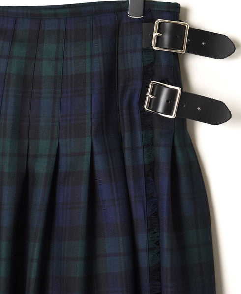 NOD0853 WORSTED WOOL LOW WAIST PLEATS WRAP SKIRT LENGTH 80cm