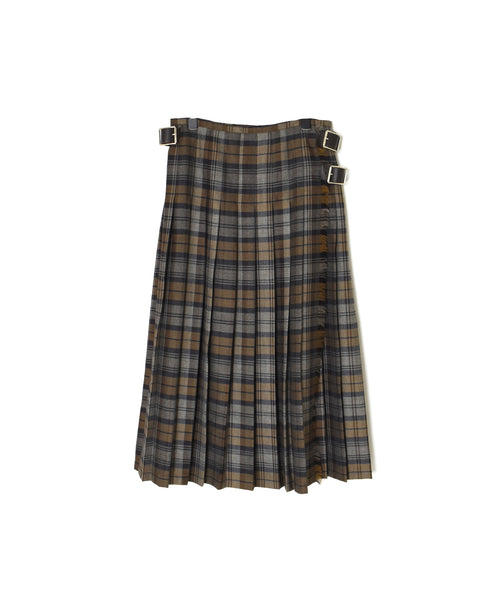NOD0853 WORSTED WOOL LOW WAIST PLEATS WRAP SKIRT LENGTH 80cm