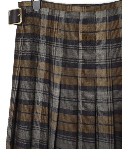 NOD0853 WORSTED WOOL LOW WAIST PLEATS WRAP SKIRT LENGTH 80cm