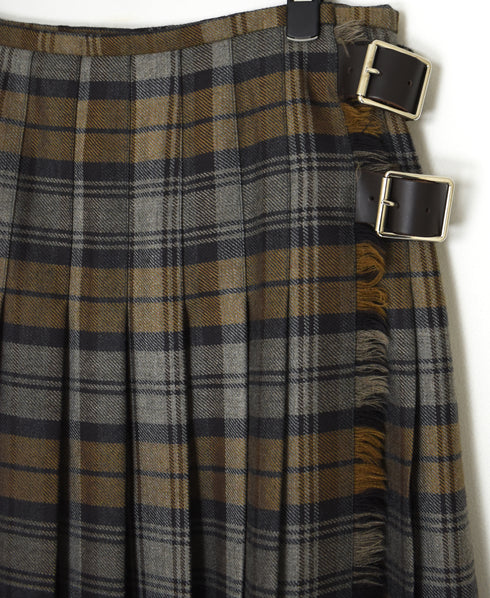 NOD0853 WORSTED WOOL LOW WAIST PLEATS WRAP SKIRT LENGTH 80cm