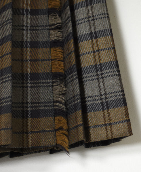 NOD0853 WORSTED WOOL LOW WAIST PLEATS WRAP SKIRT LENGTH 80cm