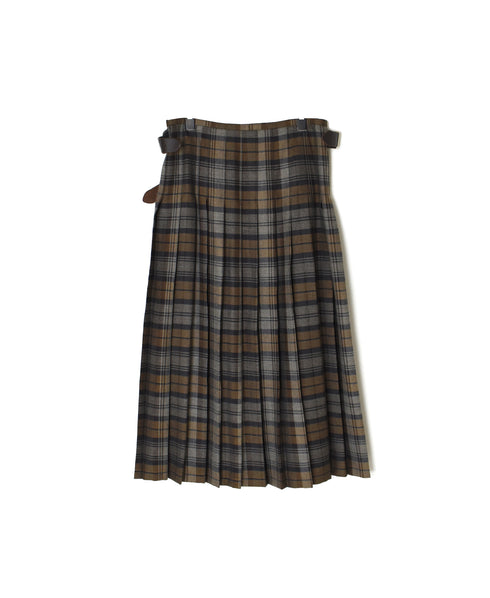 NOD0853 WORSTED WOOL LOW WAIST PLEATS WRAP SKIRT LENGTH 80cm