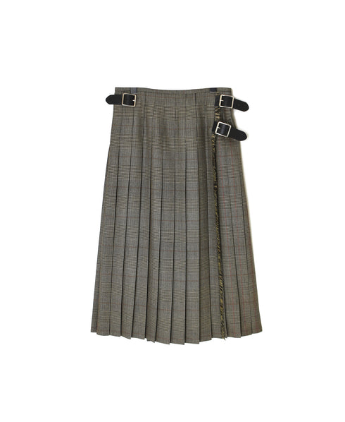 NOD0853 WORSTED WOOL LOW WAIST PLEATS WRAP SKIRT LENGTH 80cm