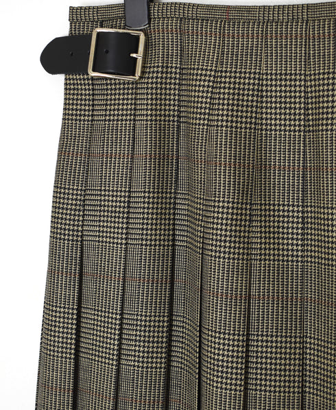 NOD0853 WORSTED WOOL LOW WAIST PLEATS WRAP SKIRT LENGTH 80cm
