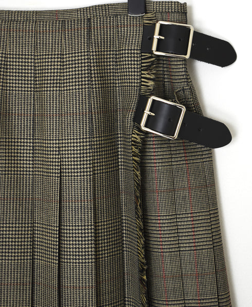 NOD0853 WORSTED WOOL LOW WAIST PLEATS WRAP SKIRT LENGTH 80cm