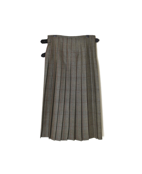 NOD0853 WORSTED WOOL LOW WAIST PLEATS WRAP SKIRT LENGTH 80cm