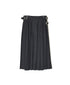 NOD2651 WORSTED WOOL LOW WAIST WIDE PLEATS WRAP SKIRT LENGTH 85cm (WITH PIN)