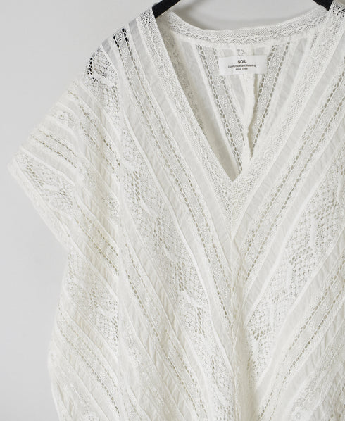 NSL25063 ALL LACE FRENCH/SL PONCHO