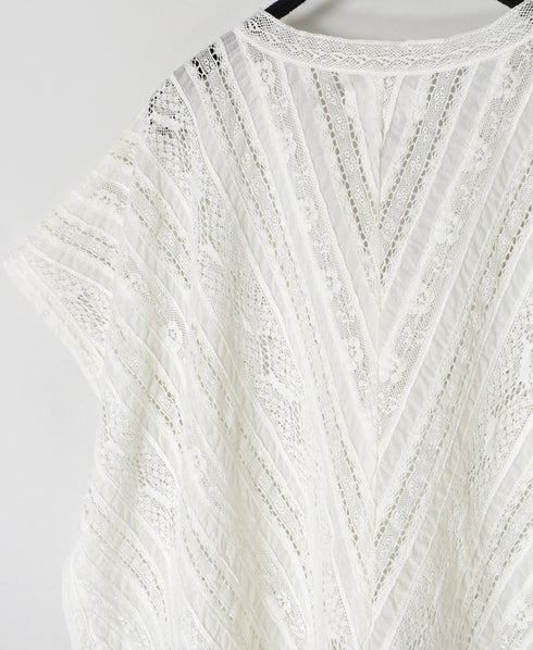 NSL25063 ALL LACE FRENCH/SL PONCHO