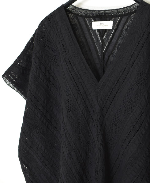 NSL25063 ALL LACE FRENCH/SL PONCHO
