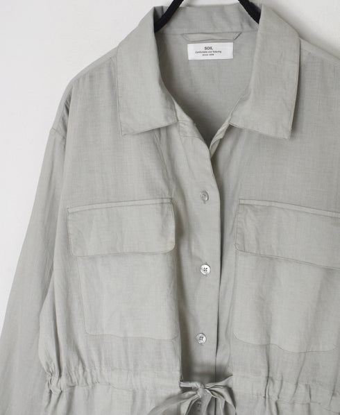 60s CAMBRIC PLAIN REGULAR COLLAR FLAP POCKET SHIRT