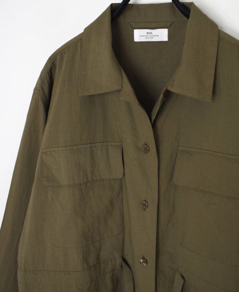 60s CAMBRIC PLAIN REGULAR COLLAR FLAP POCKET SHIRT