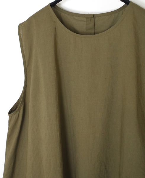 60s CAMBRIC PLAIN BACK OPENING SLEEVELESS SMOCK