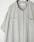 NSL26004 60s CAMBRIC PLAIN BANDED COLLAR BACK SIDE GATHERED DRESS