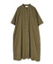 NSL26004 60s CAMBRIC PLAIN BANDED COLLAR BACK SIDE GATHERED DRESS