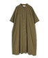 NSL26004 60s CAMBRIC PLAIN BANDED COLLAR BACK SIDE GATHERED DRESS