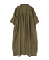 NSL26004 60s CAMBRIC PLAIN BANDED COLLAR BACK SIDE GATHERED DRESS