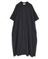 NSL26004 60s CAMBRIC PLAIN BANDED COLLAR BACK SIDE GATHERED DRESS
