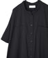 NSL26004 60s CAMBRIC PLAIN BANDED COLLAR BACK SIDE GATHERED DRESS