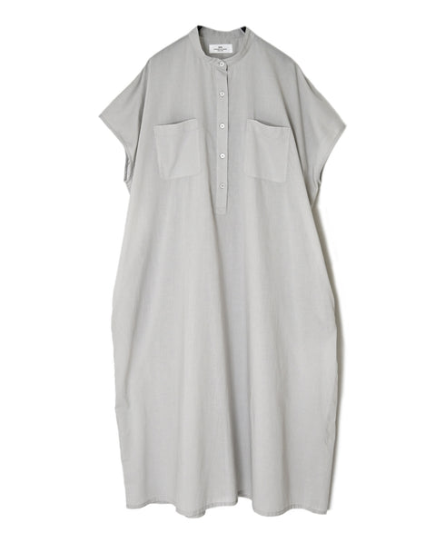 NSL26007 60s CAMBRIC PLAIN BANDED COLLAR FRENCH/SL DRESS