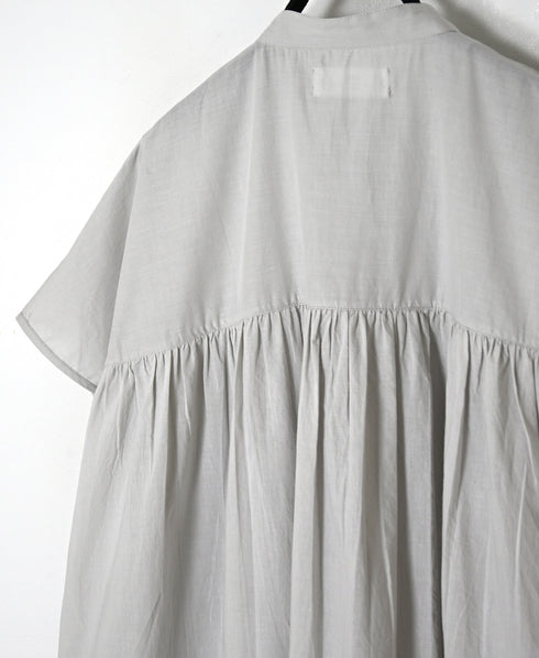 NSL26007 60s CAMBRIC PLAIN BANDED COLLAR FRENCH/SL DRESS