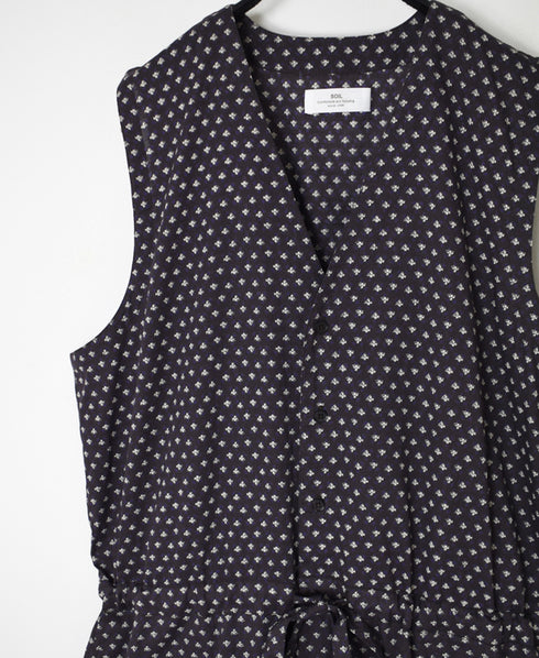 NSL26034 COTTON SLUB SMALL FLOWER PRINT NO/SL OVERALLS
