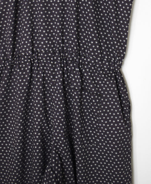 NSL26034 COTTON SLUB SMALL FLOWER PRINT NO/SL OVERALLS