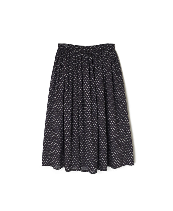 NSL26035 COTTON SLUB SMALL FLOWR PRINT GATHERED SKIRT