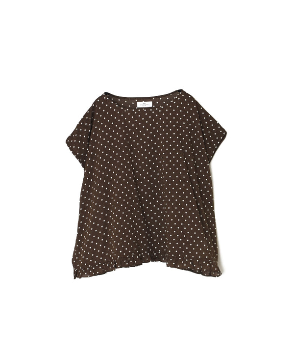 NSL26056 80s COTTON VOILE DOT PRINT HEM FRILL GATHERED SMOCK