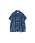 NSL26061 80s VOILE LEAF & FLOWER PRINT REGULAR COLLAR FRENCH/SL PINTUCK SHIRT