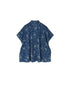 NSL26061 80s VOILE LEAF & FLOWER PRINT REGULAR COLLAR FRENCH/SL PINTUCK SHIRT