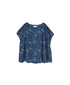NSL26062 80s VOILE LEAF & FLOWER PRINT FRENCH/SL BACK SIDE GATHERED SMOCK