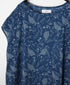 NSL26062 80s VOILE LEAF & FLOWER PRINT FRENCH/SL BACK SIDE GATHERED SMOCK