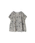 NSL26062 80s VOILE LEAF & FLOWER PRINT FRENCH/SL BACK SIDE GATHERED SMOCK