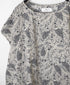 NSL26062 80s VOILE LEAF & FLOWER PRINT FRENCH/SL BACK SIDE GATHERED SMOCK