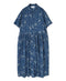 NSL26063 80s VOILE LEAF & FLOWER PRINT REGULAR COLLAR S/SL DRESS