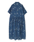 NSL26063 80s VOILE LEAF & FLOWER PRINT REGULAR COLLAR S/SL DRESS