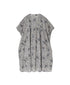 NSL26064 80s VOILE LEAF & FLOWER PRINT V-NECK FRENCH/SL TUNIC